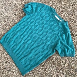 Alfred Dunner Triangle Pattern Green Knit Top